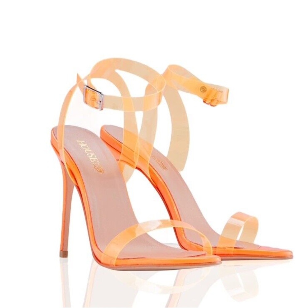 NWOB HOUSE Of CB Ghost PVC Strappy Sandals In Neon Orange